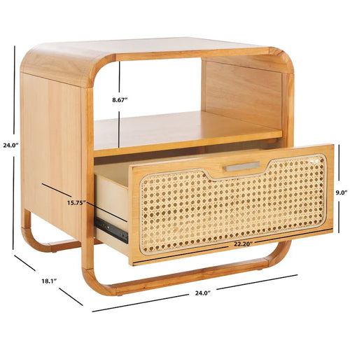 1-Drawer Rattan Nightstand with Open Shelf – Fully Assembled