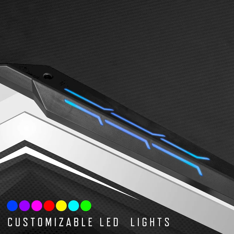 Newport Furnishings Modern Black 67-Inch Gaming Desk with LED Lights & USB Ports