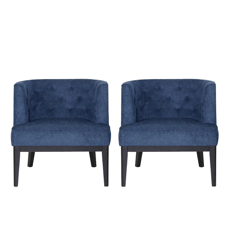 Newport Furnishings Tufted Barrel Accent Chair Set (Set of 2) - Fabric or Faux Leather