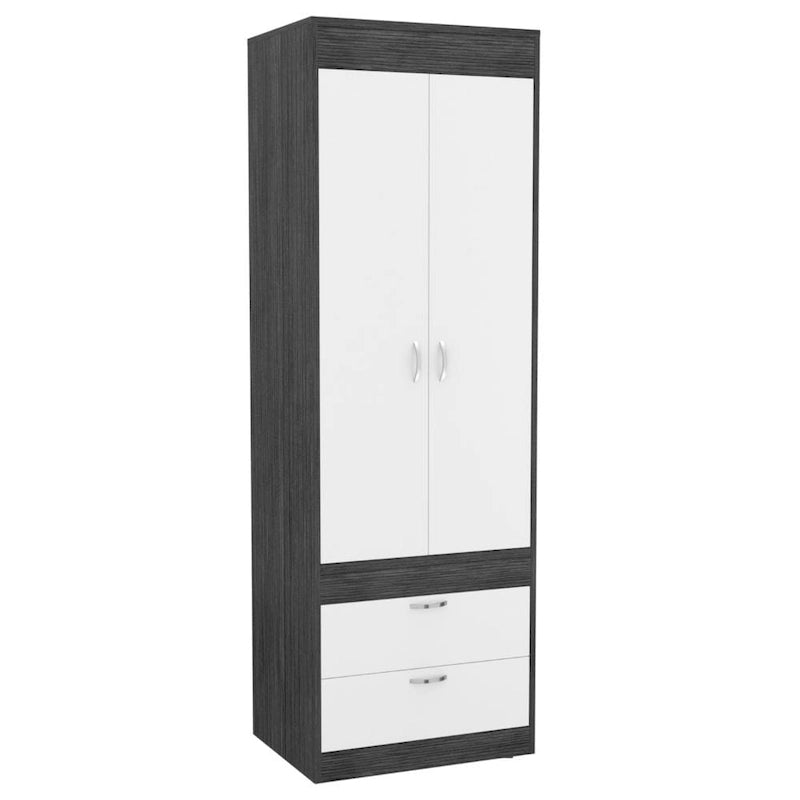 Newport Furnishings Armoire with Double Doors, 2 Drawers & Hanging Rod - Space Saving Storage