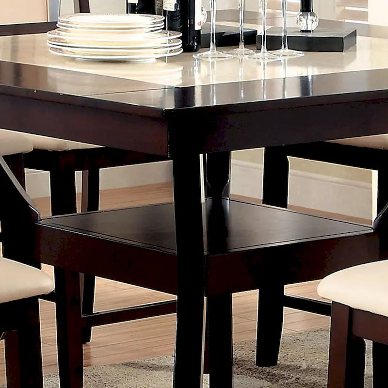 Newport Furnishings Contemporary Cherry Wood 9-Piece Counter Height Dining Set with Faux Marble Top