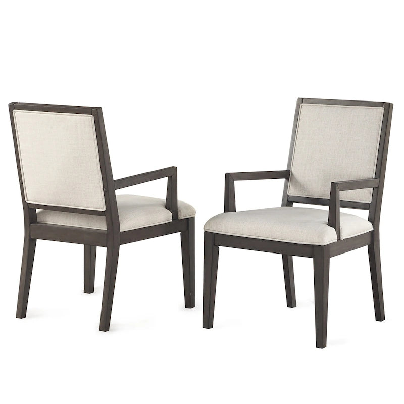 Newport Furnishings Modern Washed Grey Wood Arm Dining Chairs (Set of 2)