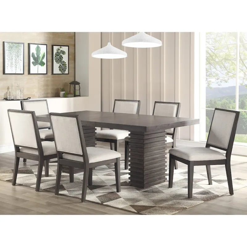Newport Furnishings Modern Washed Grey Wood Arm Dining Chairs (Set of 2)