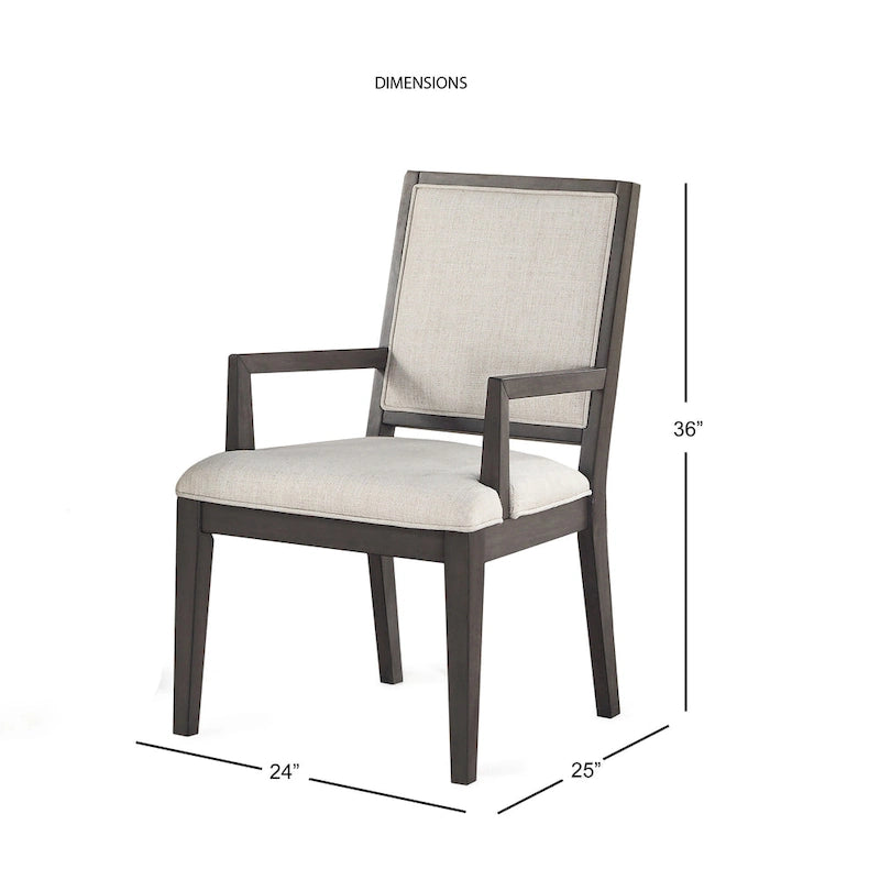 Newport Furnishings Modern Washed Grey Wood Arm Dining Chairs (Set of 2)