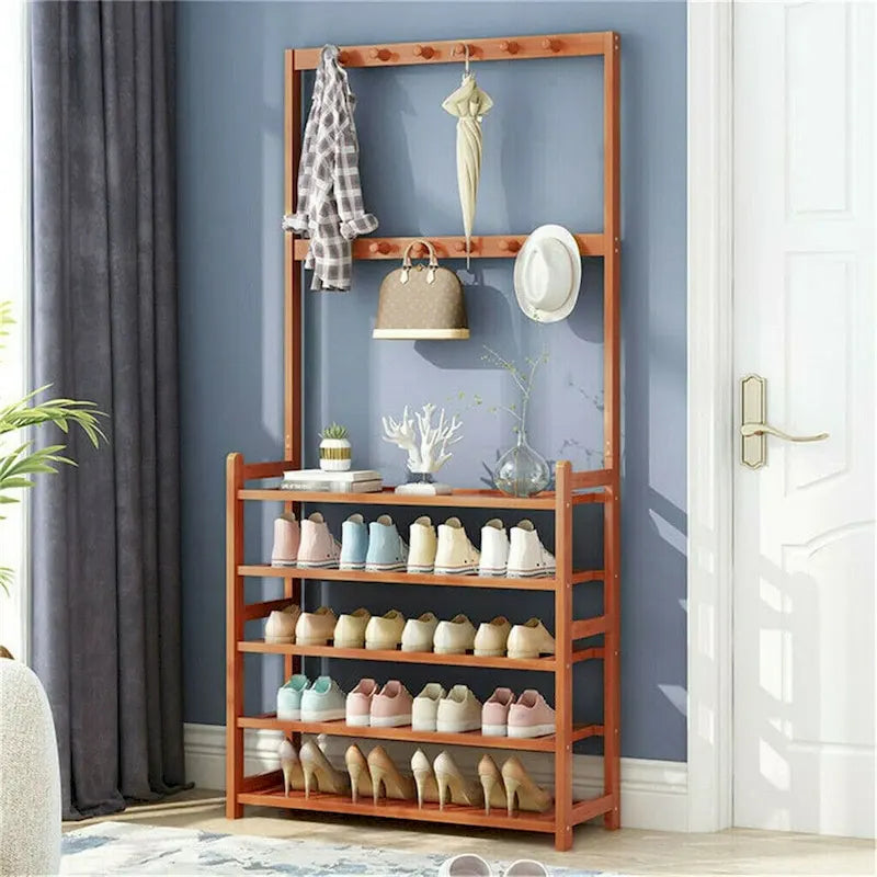 Entryway Shoes Rack Stand Storage Shelf Bamboo