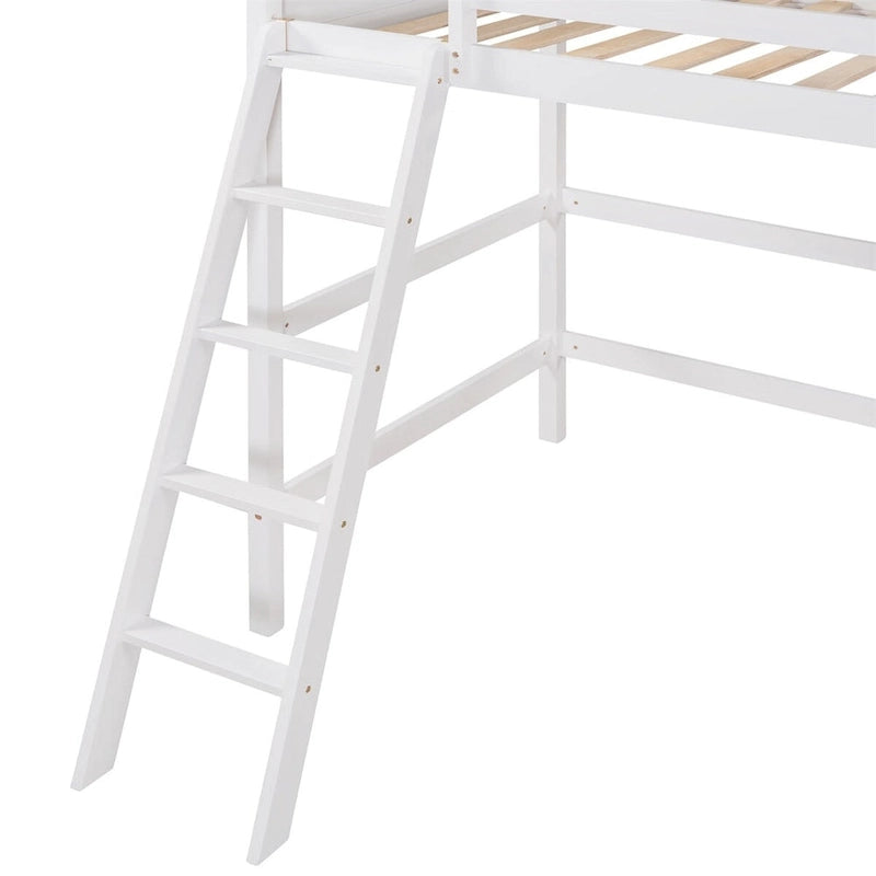 Newport Furnishings Solid Wood Twin Loft Bed with Ladder - Space Saving Design