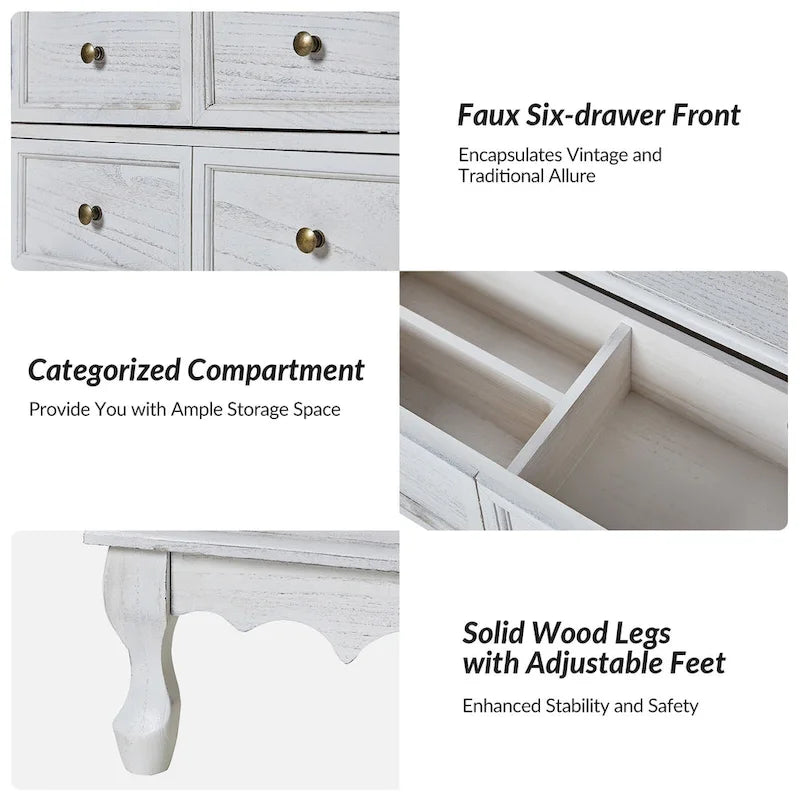 Pallantium Farmhouse 30Tall Distressed 3-Drawer Nightstand With Solid Wood Legs and Adjustable Feet Set Of 2 by HULALA HOME