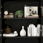 White Bookcase with Glass Doors Display Cabinet Bookshelf Organizer - 70.9Hx36.2W
