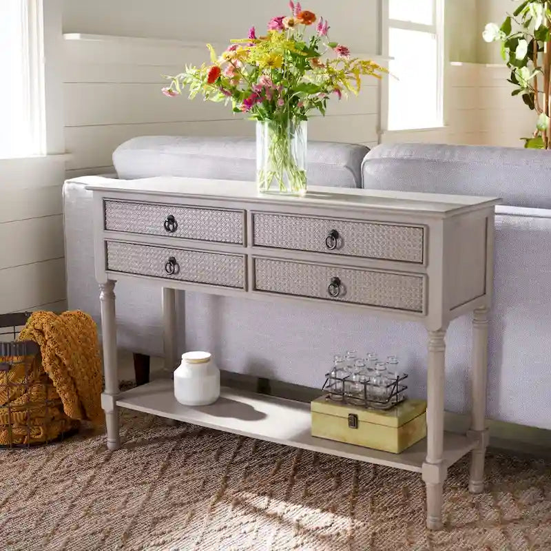 Newport Furnishings 4-Drawer Console Table with Carved Details - 42" Wide