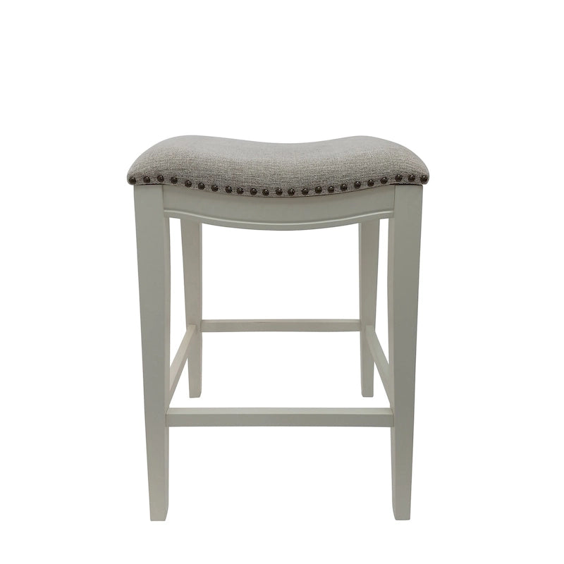 Newport Furnishings Sawyer 30" Saddle Barstool with Nailhead Trim (Set of 2)