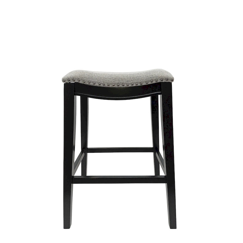 Newport Furnishings Sawyer 30" Saddle Barstool with Nailhead Trim (Set of 2)