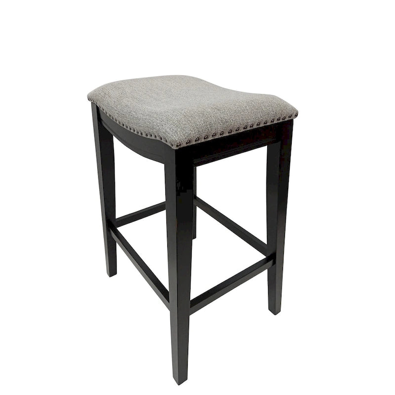 Newport Furnishings Sawyer 30" Saddle Barstool with Nailhead Trim (Set of 2)