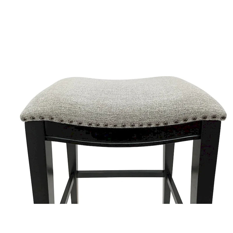 Newport Furnishings Sawyer 30" Saddle Barstool with Nailhead Trim (Set of 2)