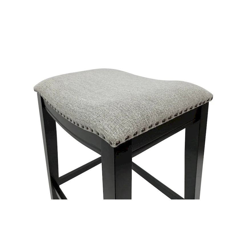 Newport Furnishings Sawyer 30" Saddle Barstool with Nailhead Trim (Set of 2)