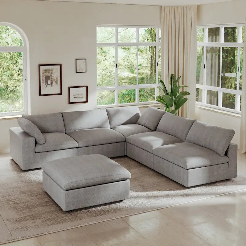 Commix Down Filled Corner Sectional Sofa 5-seats Couch with Ottoman