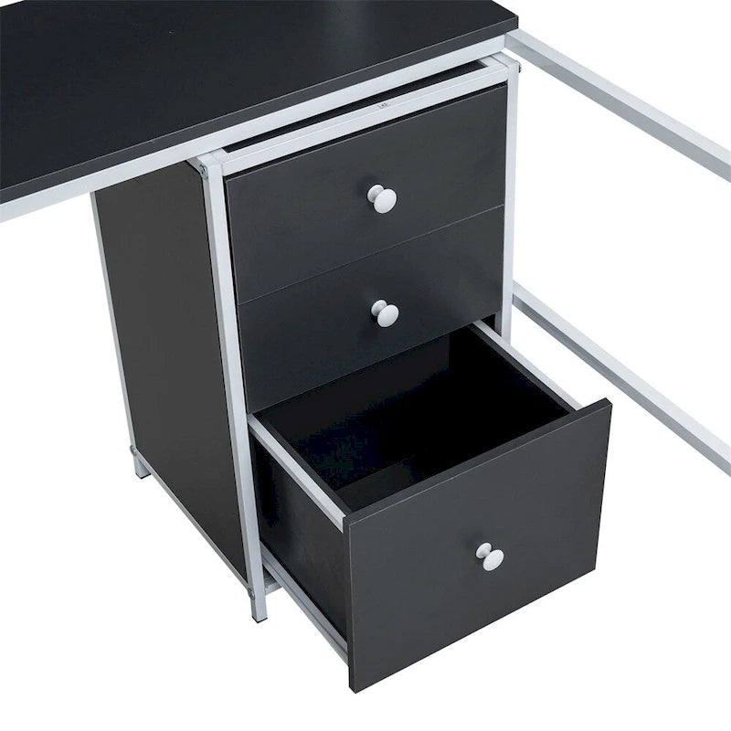 Metal Loft Bed With Bookcase,Desk And Cabinet,Full