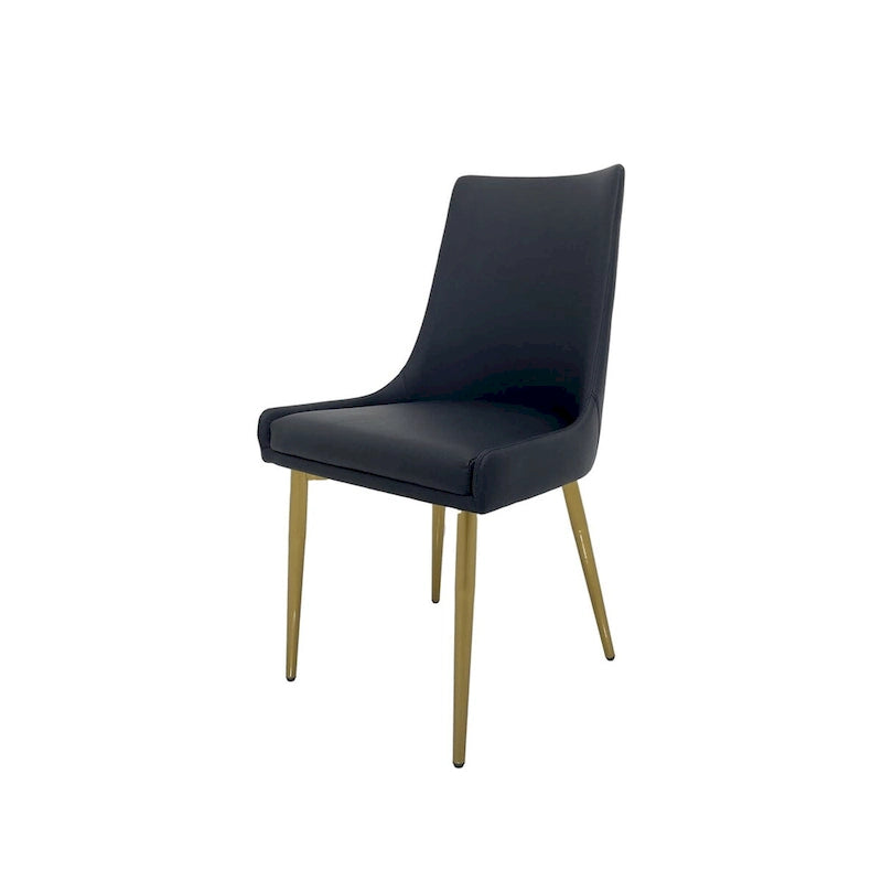 Newport Furnishings Dining Chairs with PU Seat and Matte Gold Legs (Set of 2)