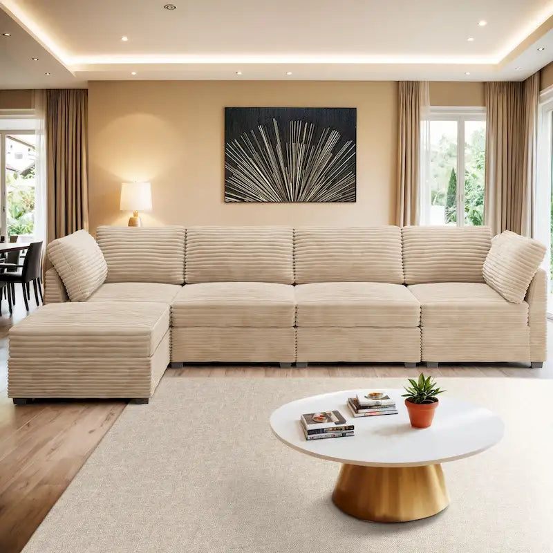 Newport Furnishings Long Plush Deep Seat Indoor Sofa with Ottoman