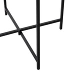 Terrazzo Stone Side End Accent Table with Black Metal X-Stand – White