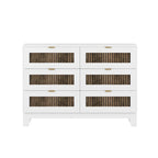 4-Pieces Bedroom Sets, Queen Size Farmhouse Platform Bed with Wooden Strip Decoration, Storage Nightstand and Dresser