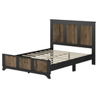 4-Pieces Bedroom Sets, Queen Size Farmhouse Platform Bed with Wooden Strip Decoration, Storage Nightstand and Dresser